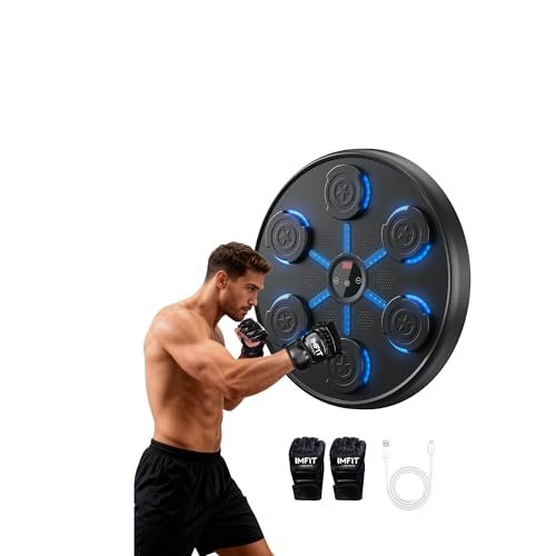 IMFit Music Boxing Machine Kids & Adult 2026 Bluetooth Music Punching Machine | Home Gym Equipment Beatpunch | Smart Wall Mount Workout Equipment Punch Boxing Machine | with 2 Boxing Gloves. 9 Modes
