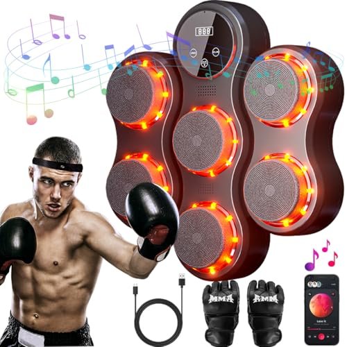 Smart Music Boxing Machine with Boxing Gloves. Wall Mounted Beating Boxing Trainer. Boxing Punching Pad. Electronic Boxing Target Workout for Adults Home and Gym