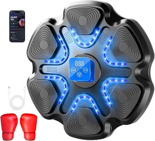 Music Boxing Machine. Music Punching Machine for Adults Kids. Smart Bluetooth Boxing Training Equipment with Gloves Wall Mounted. Workout Punching Machine for Home.Office and Gym